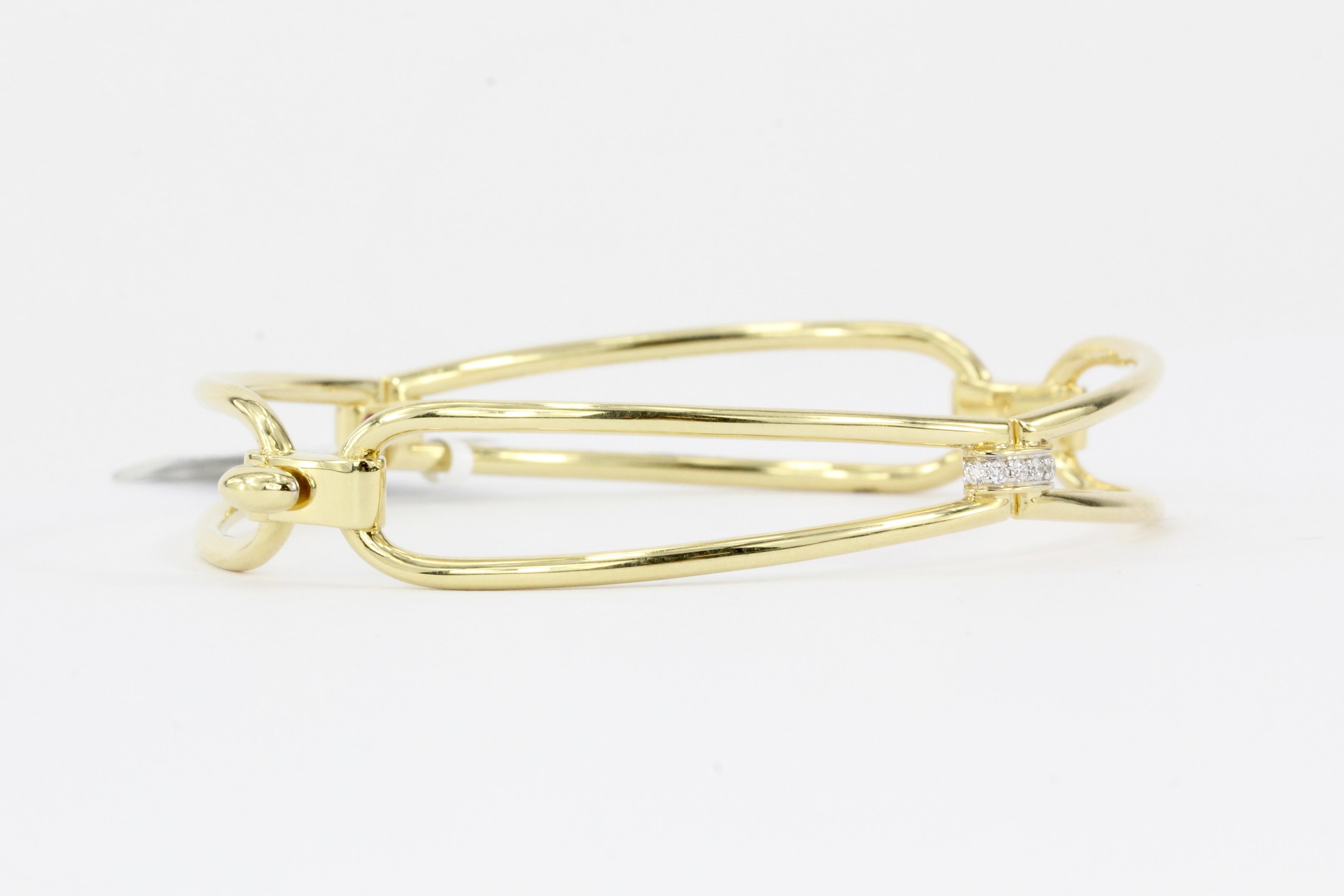 Roberto Coin 18 Karat Yellow Gold Classic Parisienne Diamond Bangle In New Condition In Cape May, NJ