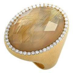 Roberto Coin 18 Karat Yellow Gold Diamond and Rutilated Quartz Ring