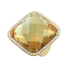 Roberto Coin 18 Karat Yellow Gold Diamond and Smoky Quartz Ring
