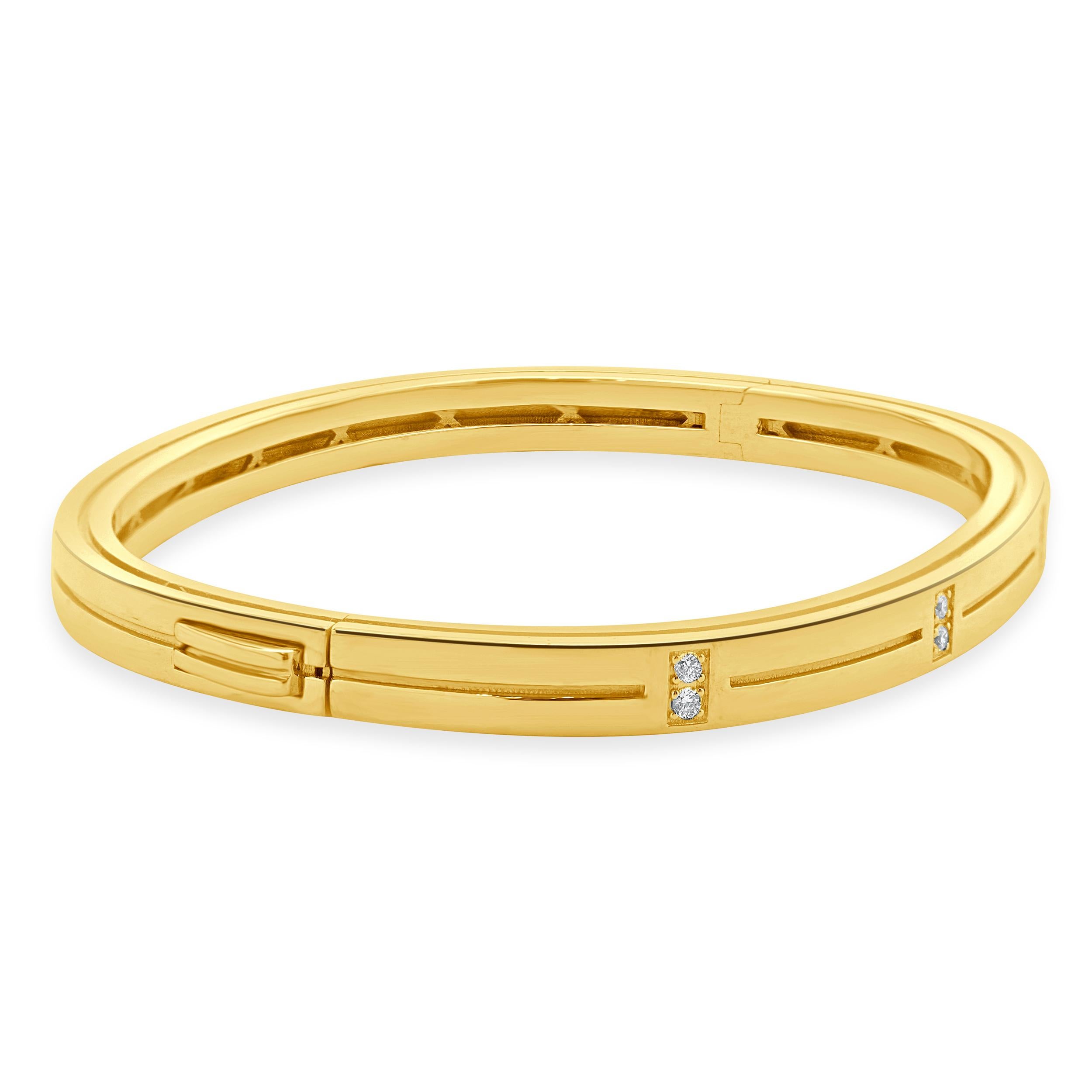 Taille ronde Roberto Coin Bracelet jonc station en or jaune 18 carats et diamants en vente