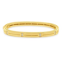 Roberto Coin 18 Karat Yellow Gold Diamond Station Bangle Bracelet