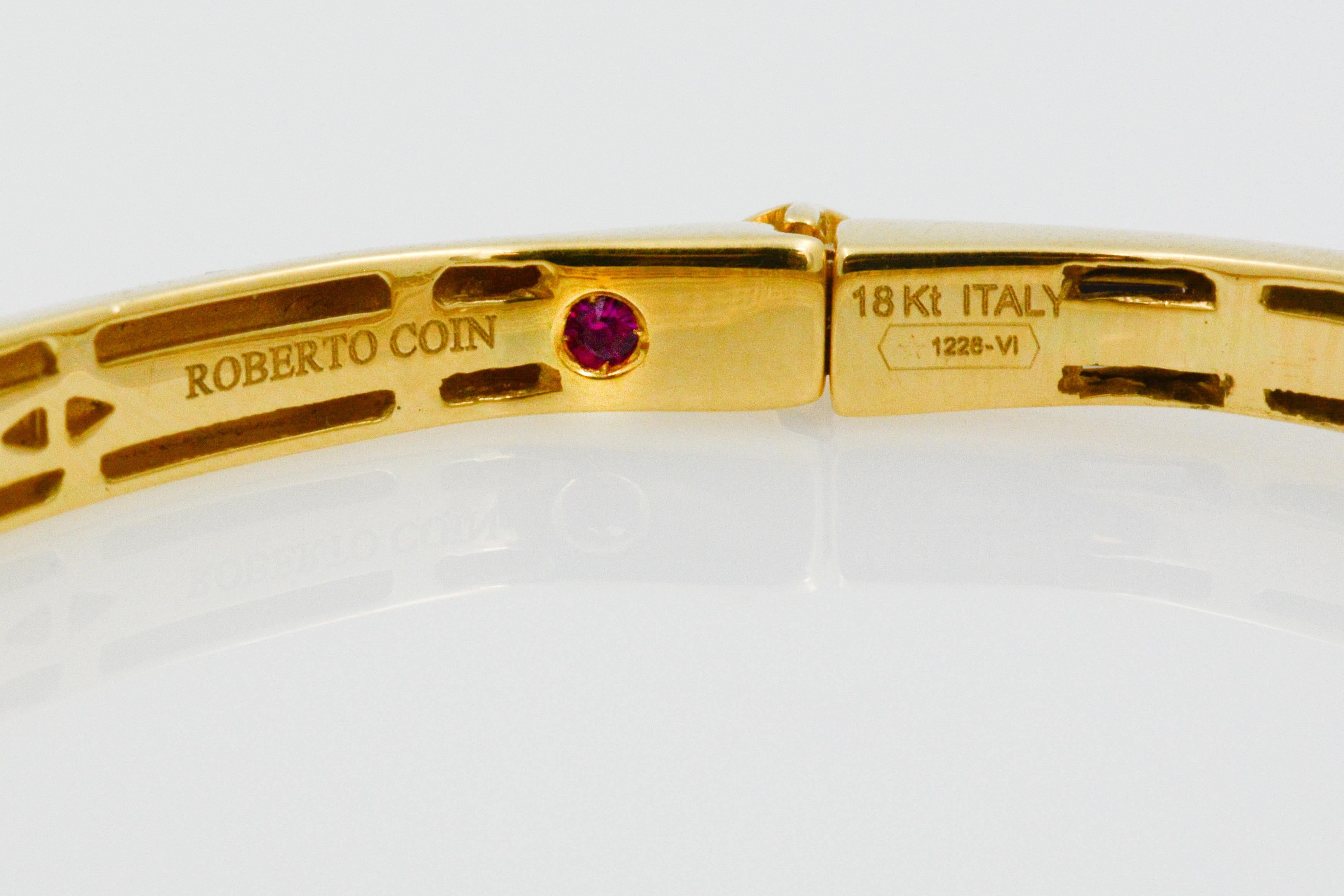 Roberto Coin 18 Karat Yellow Gold Hinged Bangle Bracelet with Diamond Accent 5