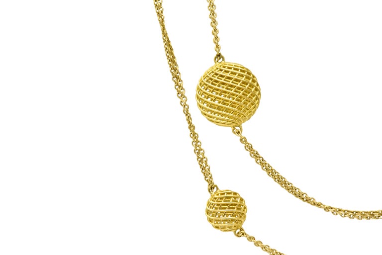 Roberto Coin 18 Karat Yellow Gold Long Silk Soie Station Necklace For