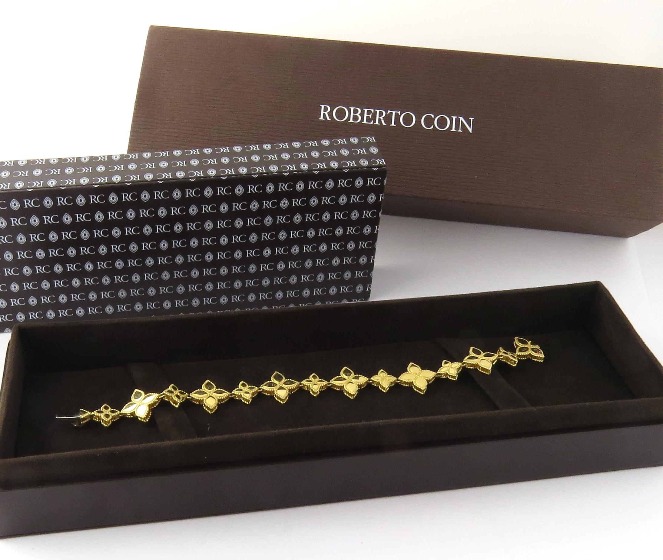 Roberto Coin 18 Karat Yellow Gold Princess Flower Collection Bracelet 2
