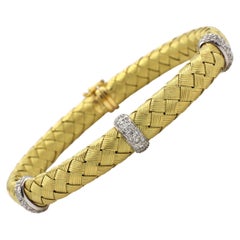 Roberto Coin 18 Karat Yellow Gold Silk Woven Diamond Station Bracelet