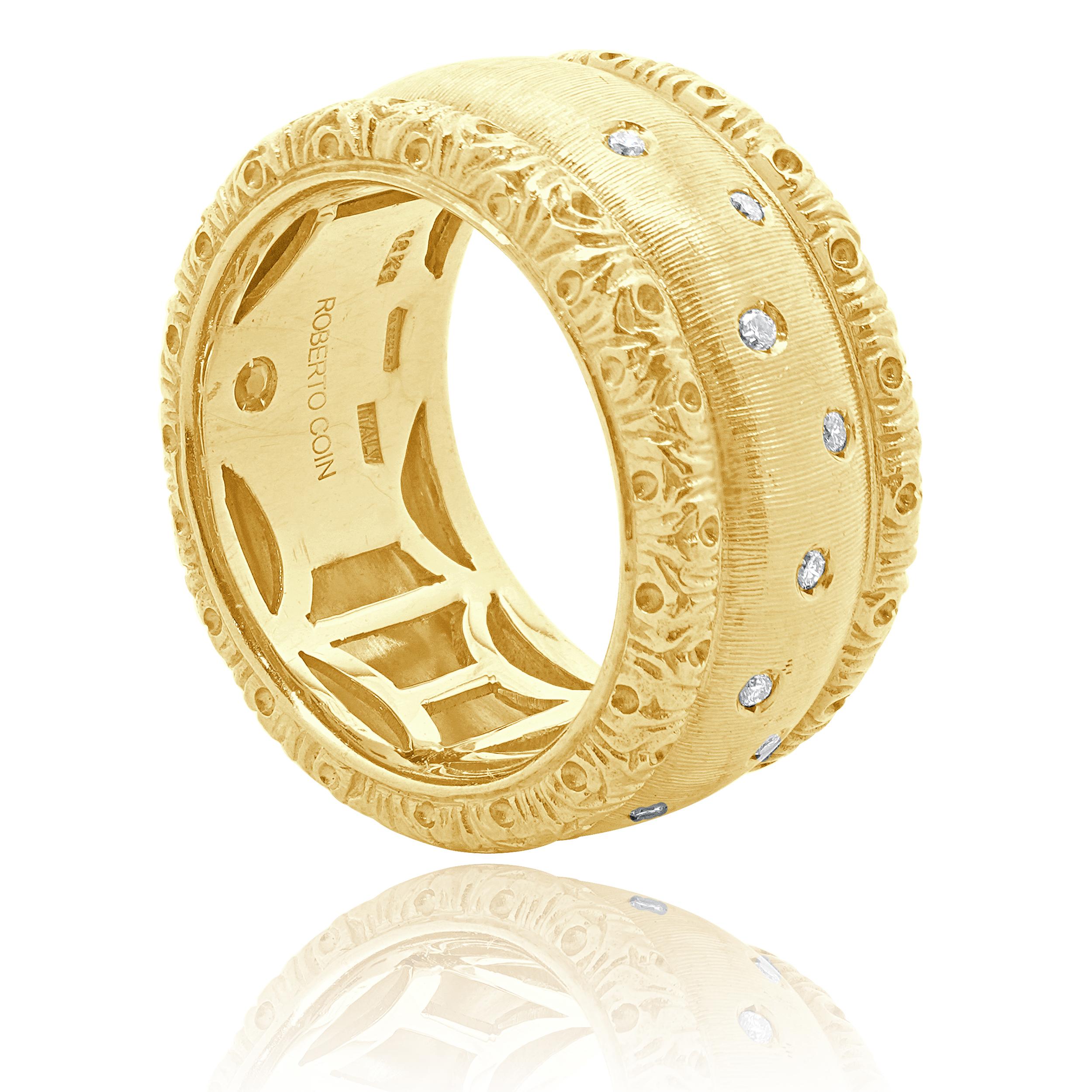 Roberto Coin - Fascia in oro giallo 18 carati con diamanti a pioggia In condizioni ottime in vendita a Scottsdale, AZ