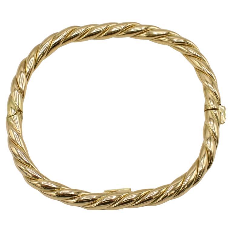 Roberto Coin 18 Karat Yellow Gold Twist Bangle Bracelet  For Sale