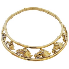 Roberto Coin 18 Karat Yellow Gold Vintage Collar Necklace with 7 Horse Heads