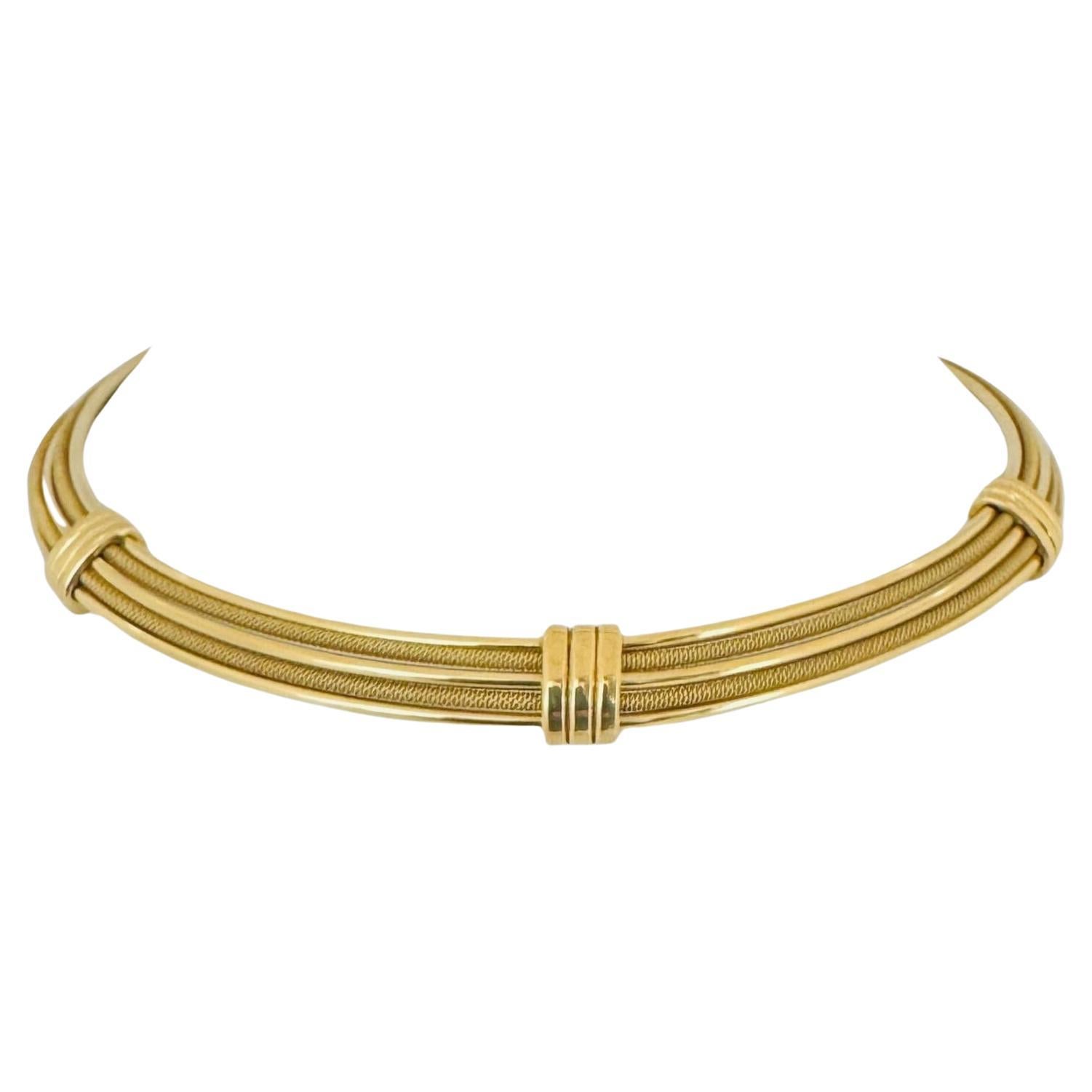 Roberto Coin 18 Karat Yellow Gold Vintage Flex Choker Necklace Italy  For Sale