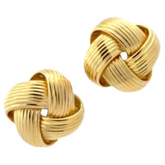 Boucles d'oreilles vintage Roberto Coin en or jaune 18 carats, avec fermoir à levier et motif « nœud »
