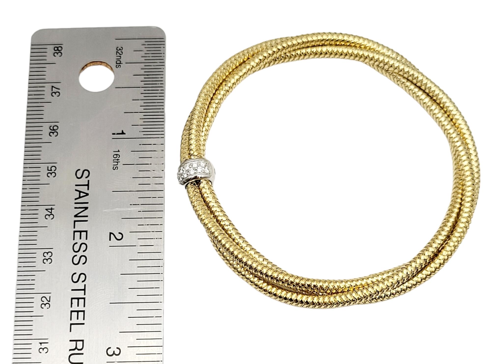 Roberto Coin 18kt Yellow Gold Mesh Bracelet with Diamond Pave White Gold Bead For Sale 1