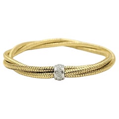 Roberto Coin 18kt Yellow Gold Mesh Bracelet with Diamond Pave White Gold Bead