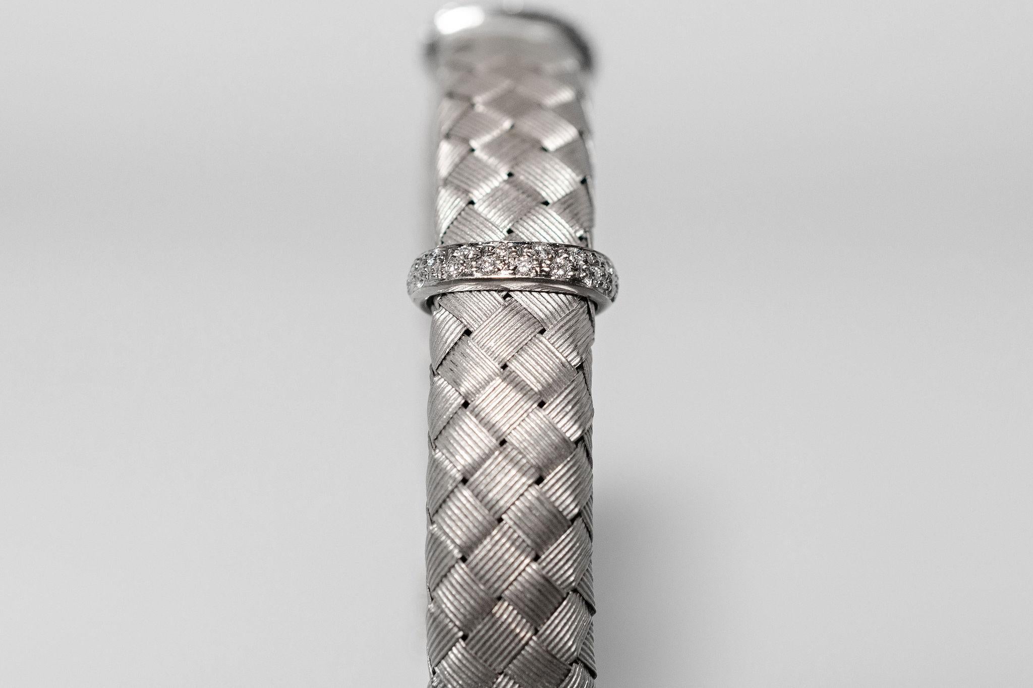  Roberto Coin Bracelet tissé en or blanc 18 carats avec diamants et saphirs, vintage  Pour femmes 