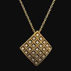 Roberto Coin 18k Gold 0.43ctw Diamond Byzantine Barocco Square Pendant Necklace