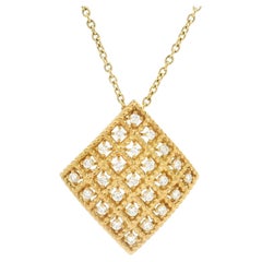 Roberto Coin 18k Gold 0.43ctw Diamond Byzantine Barocco Square Pendant Necklace