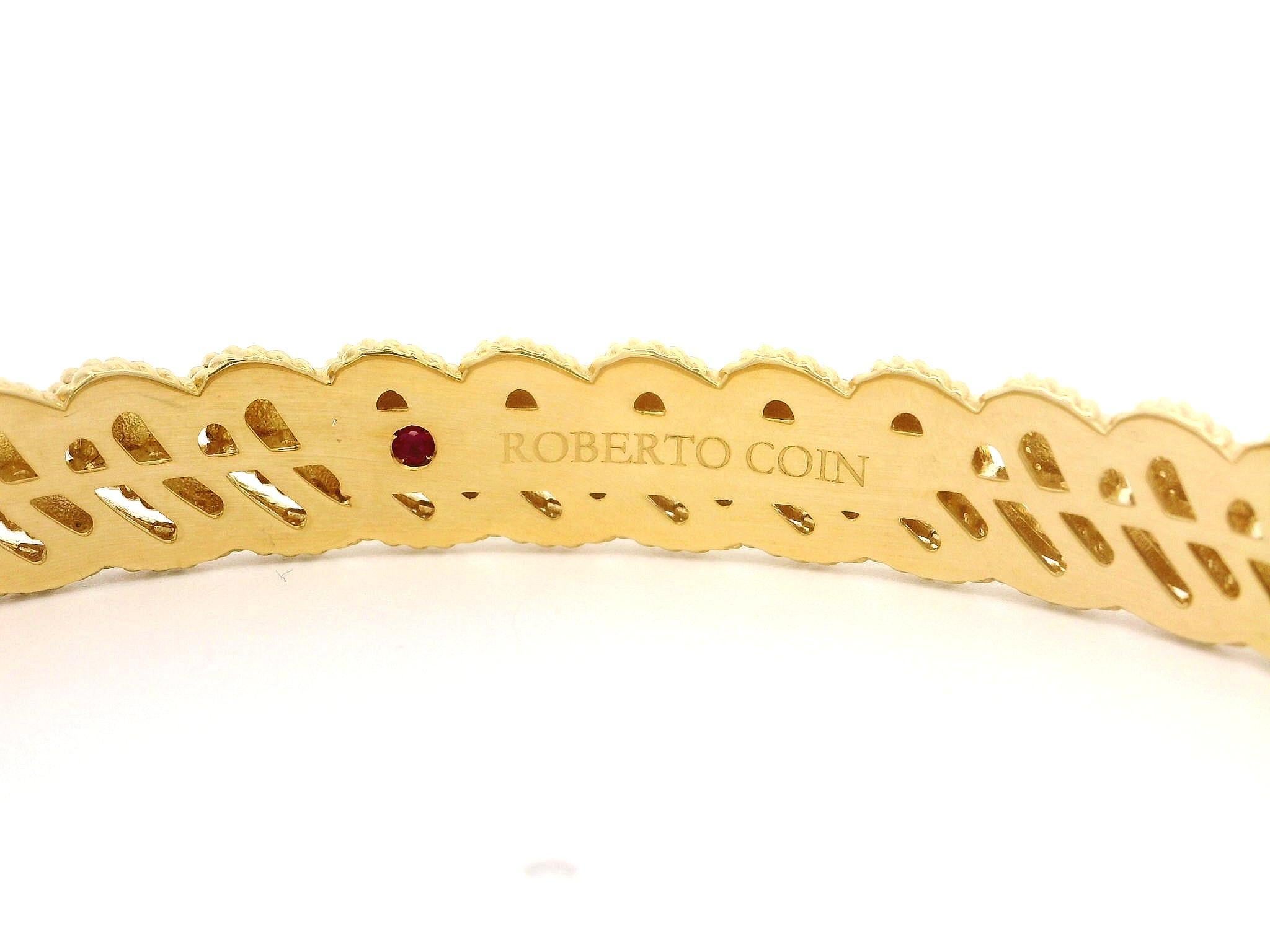 Roberto Coin 18k Gold 0.47ctw Diamond Byzantine Barocco Hinged Bangle For Sale 1