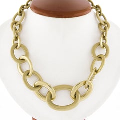 Roberto Coin 18K Gold 18" Graduated Dual Finish Open Oval Link Chain Necklace