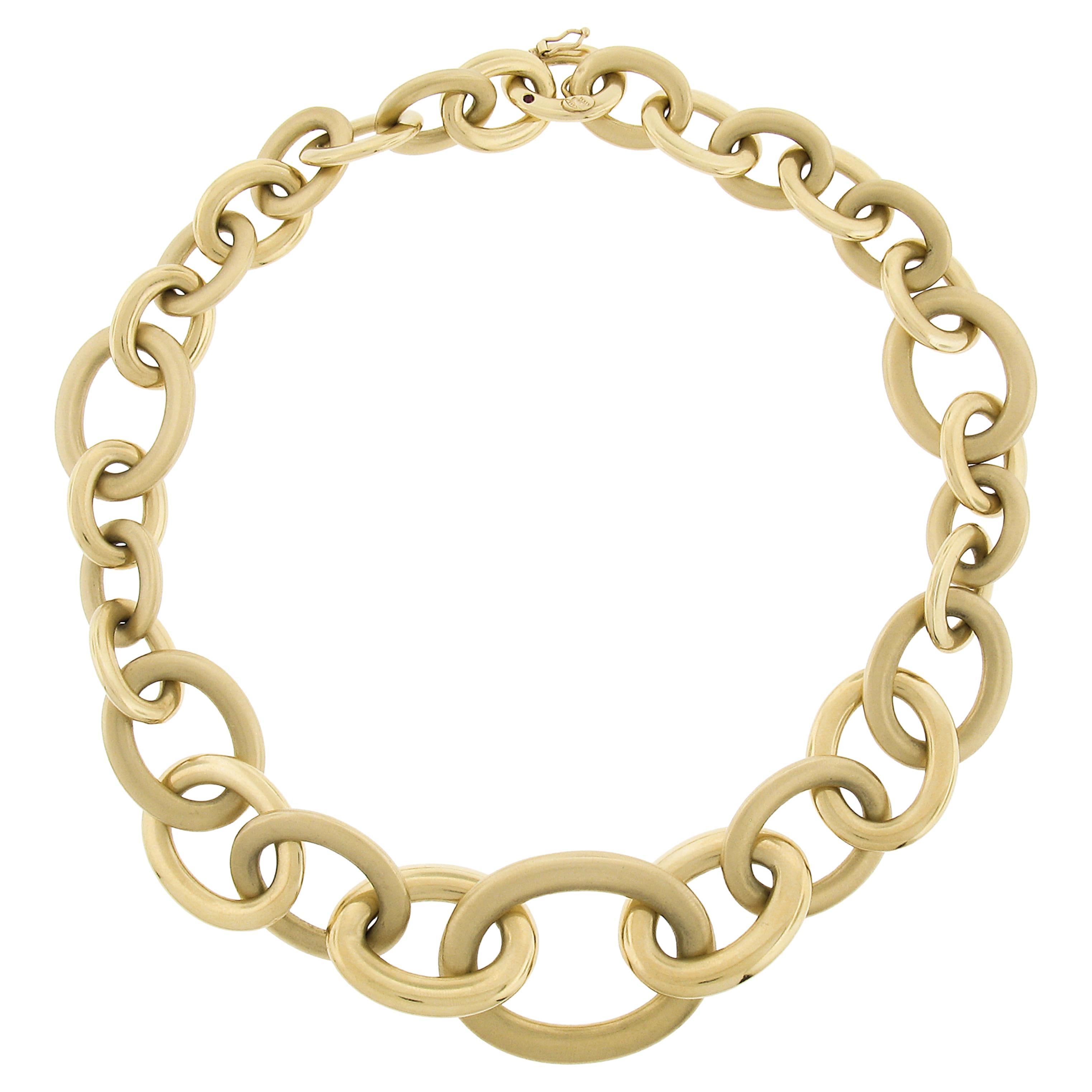 Roberto Coin 18K Gold 18" abgestufte Dual Finish offene ovale Link Kette Halskette