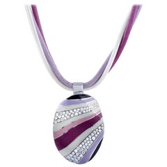 Roberto Coin 18K Gold .56 ct Diamond and Lavender, Pink & White Enamel Necklace