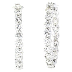 Roberto Coin 18K Gold 7.21ct in and Out Round Prong Diamond Hoop Earrings