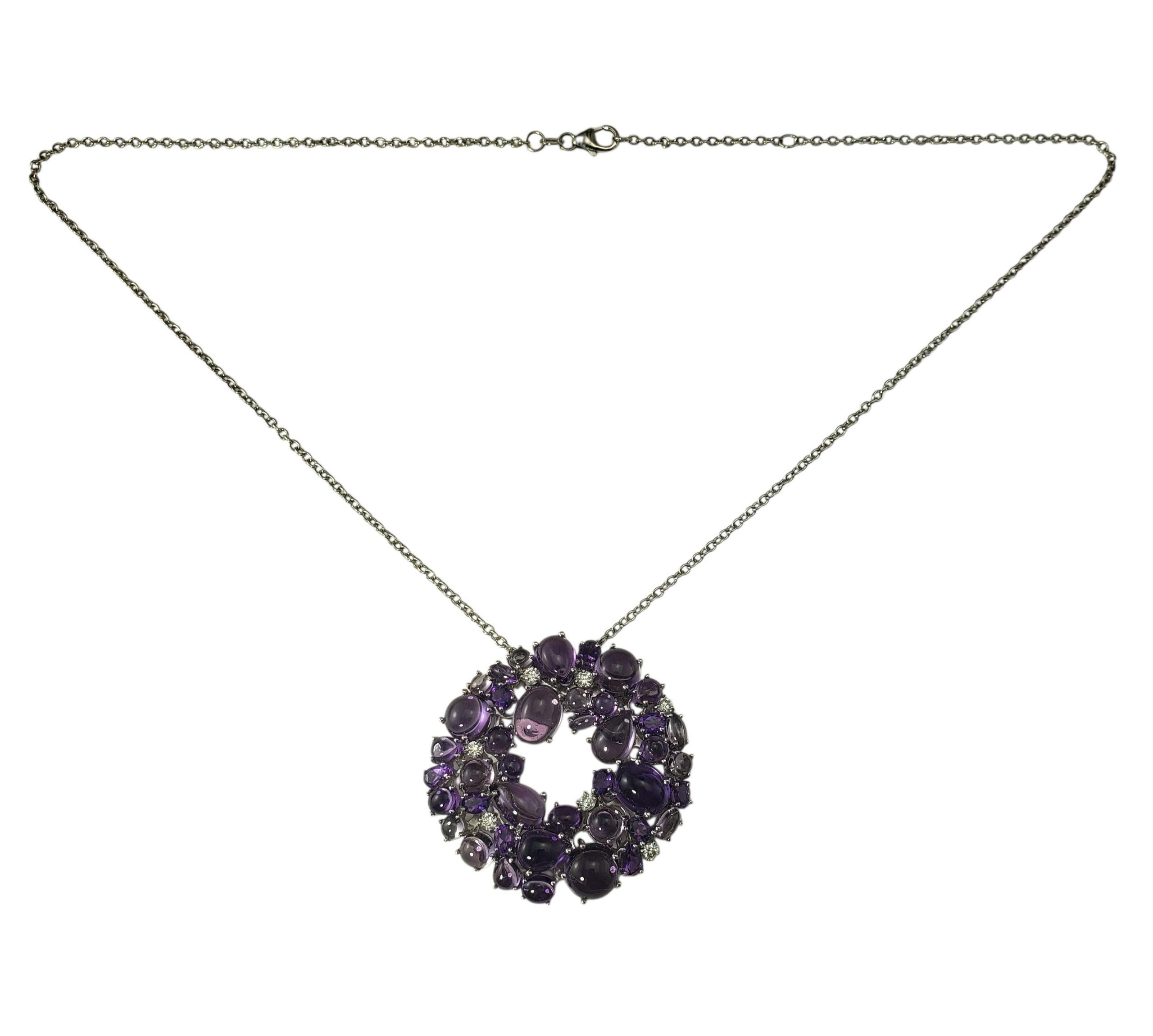 Roberto Coin 18K White Gold Amethyst and Diamond Shanghai Wreath Pendant Necklace-

This striking 18K white gold pendant from Roberto Coin's 