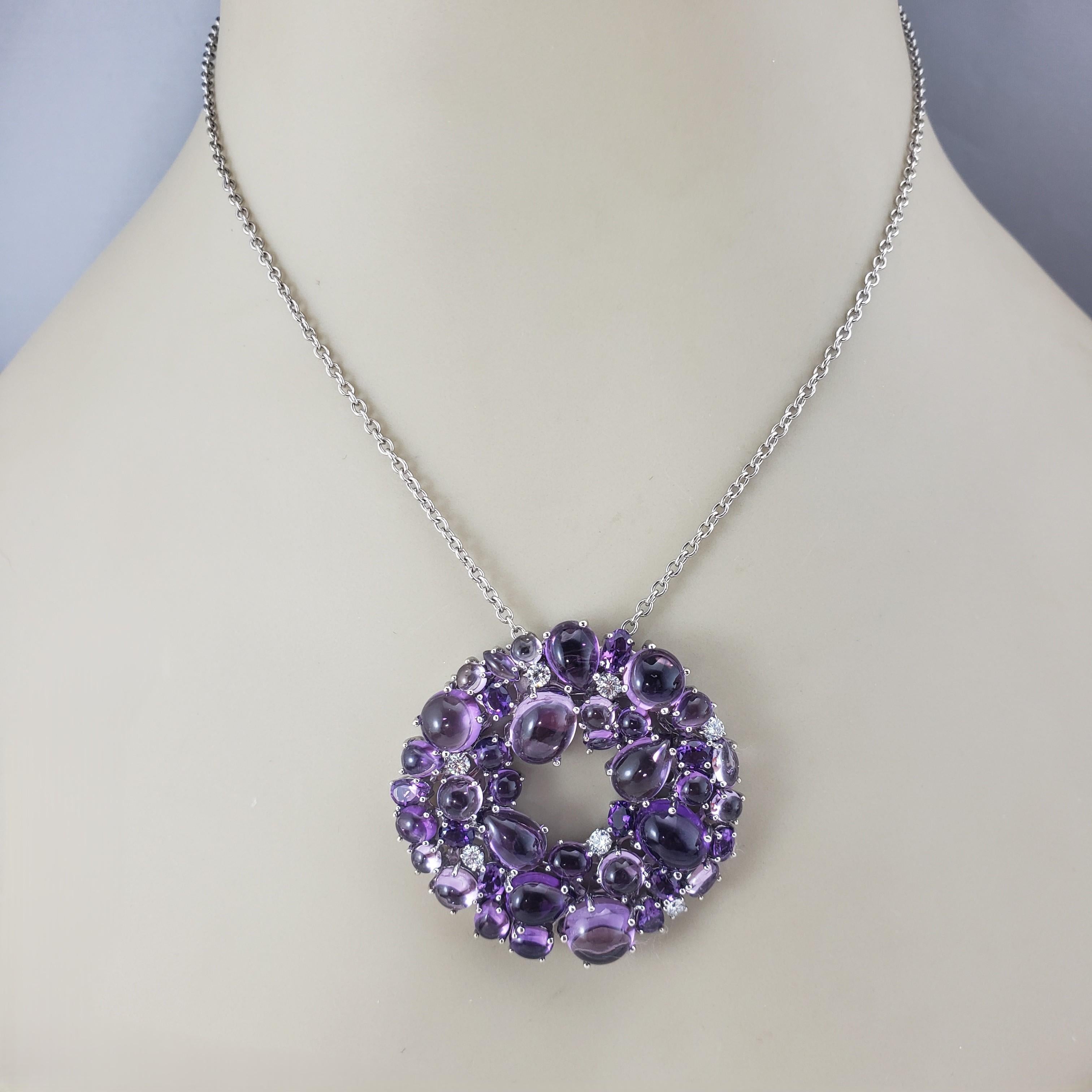 Roberto Coin 18K Gold Amethyst & Diamond Shanghai Wreath Pendant Necklace #22533 For Sale 2