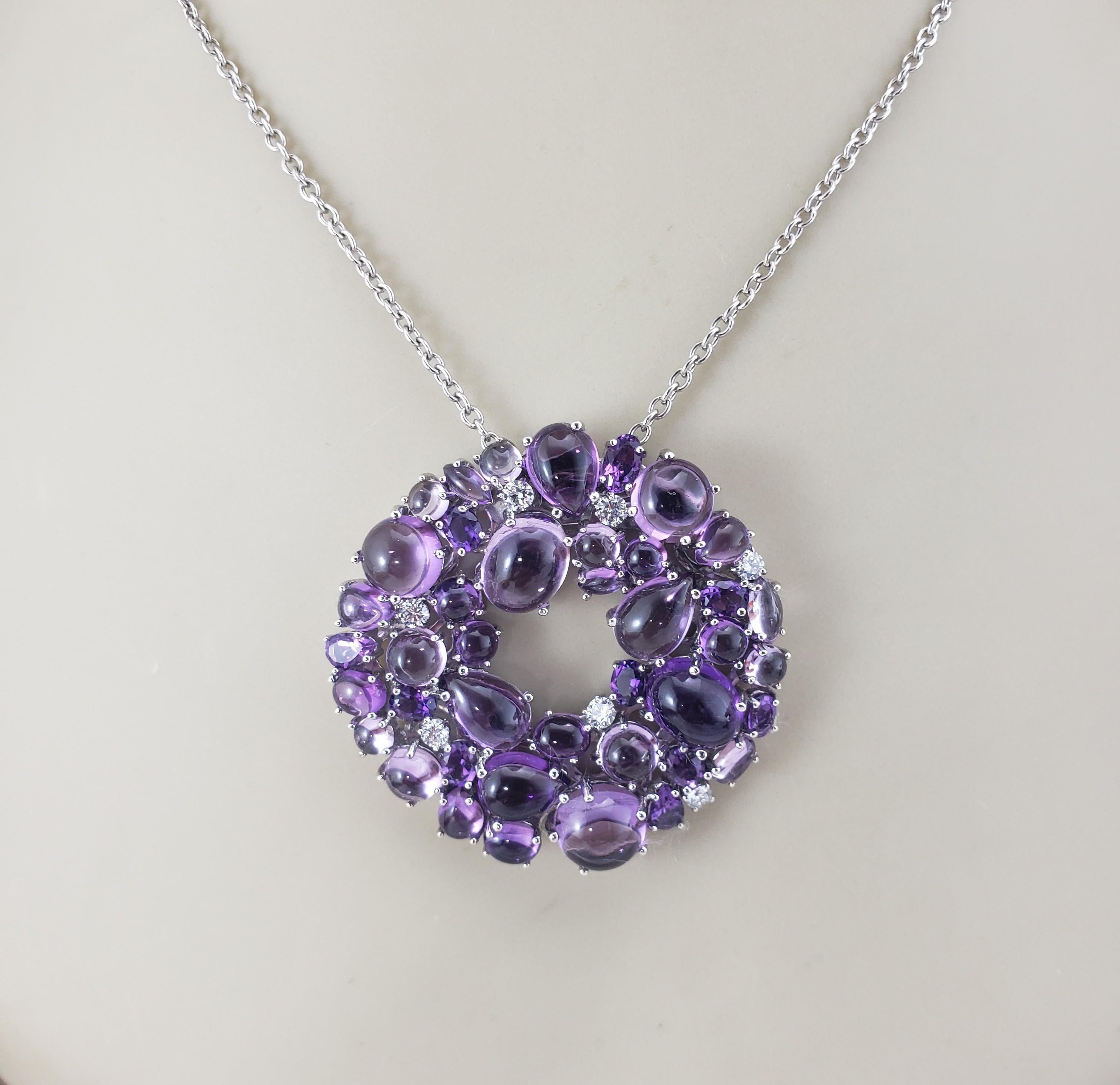 Roberto Coin 18K Gold Amethyst & Diamond Shanghai Wreath Pendant Necklace #22533 For Sale 3