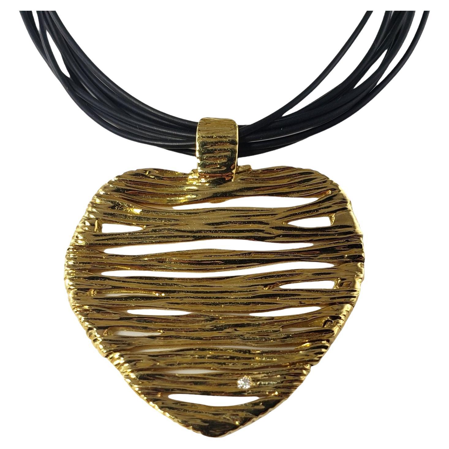 Roberto Coin 18K Gold and Diamond "Elephantino" Heart Pendant Cord Necklace