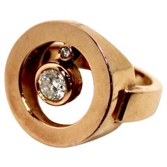 Roberto Coin 18k Gold Cento Two Diamond Circle Ring circa 2004