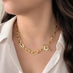 Roberto Coin 18k Gold Chic and Shine Paperclip Chain Toggle Clasp Chain Necklace