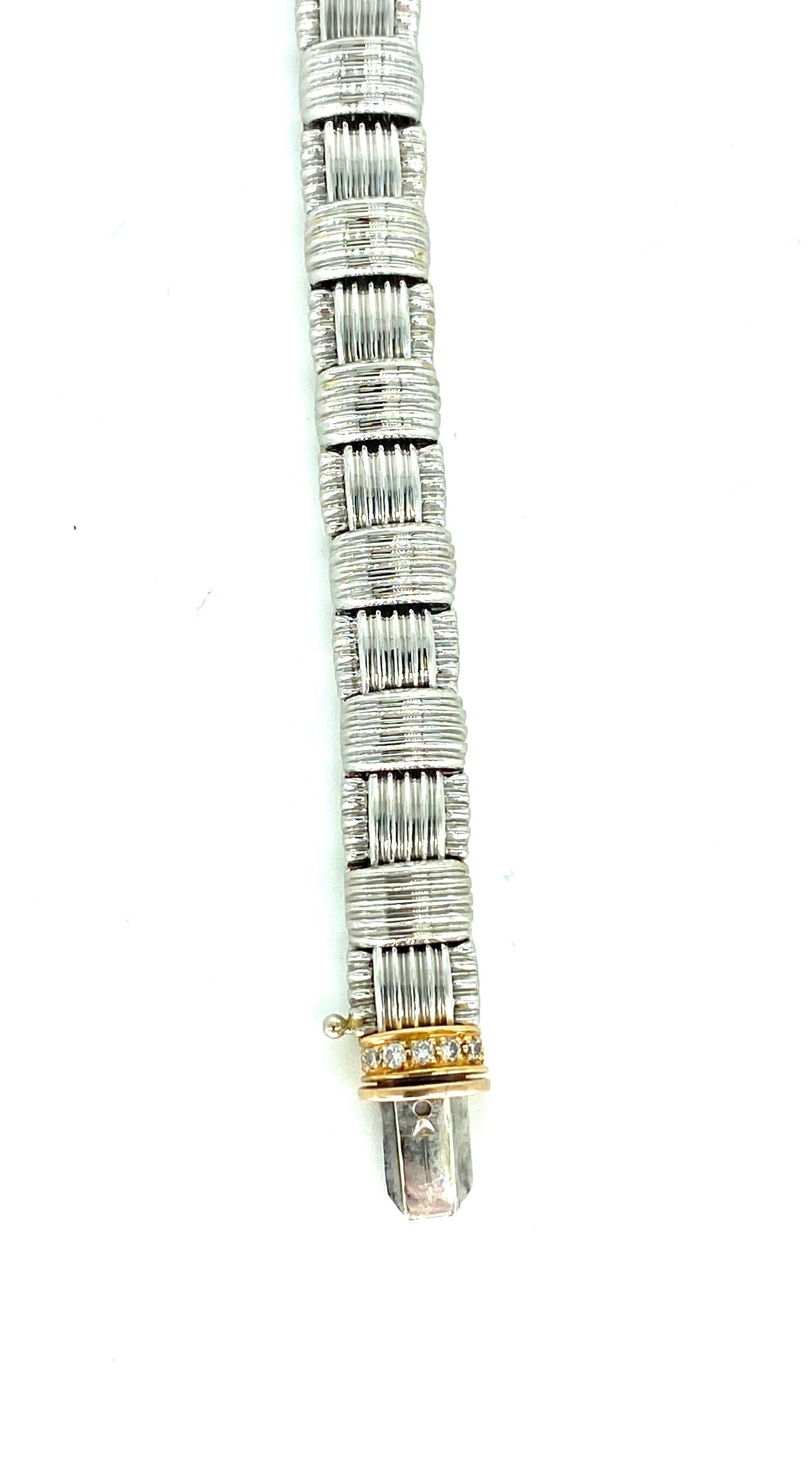 Roberto Coin 18k Gold & Diamond Appassionata One Row Woven Bracelet For Sale 1