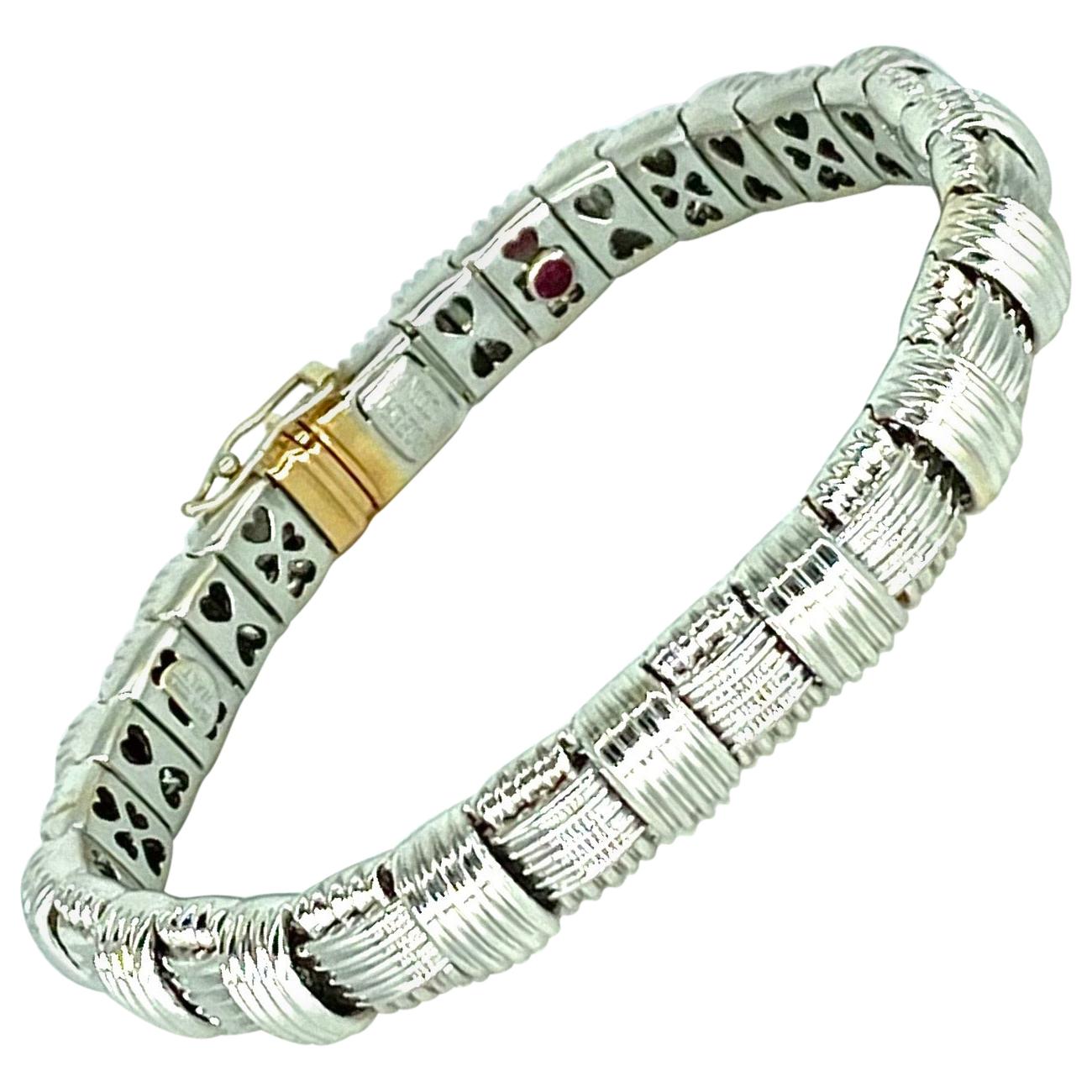 Roberto Coin Appassionata Einreihiges gewebtes Armband aus 18 Karat Gold und Diamanten