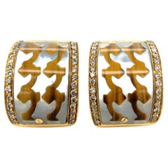 Roberto Coin, 18K Gold, Diamond, Mother-of-Pearl and Tiger's Eye Inlay Earrings