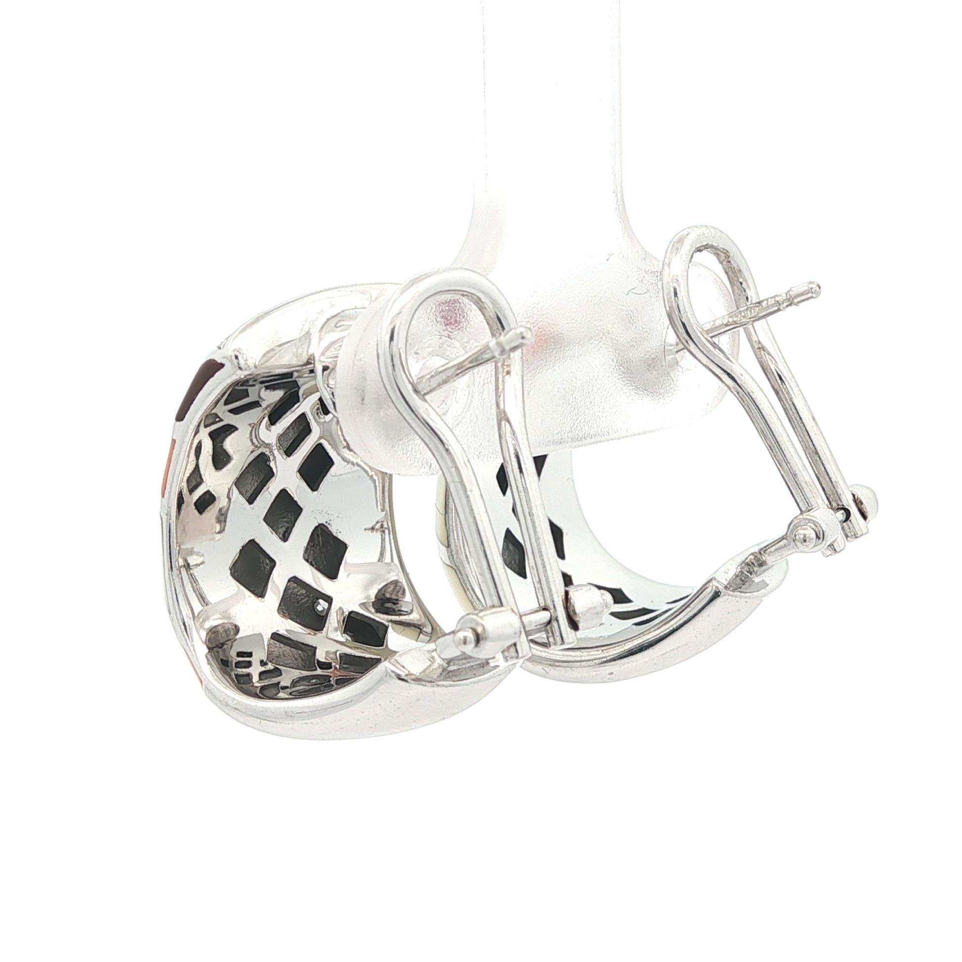 Roberto Coin Boucles d'oreilles à large manchette en or 18k avec diamants et émail beige orangé Pour femmes en vente