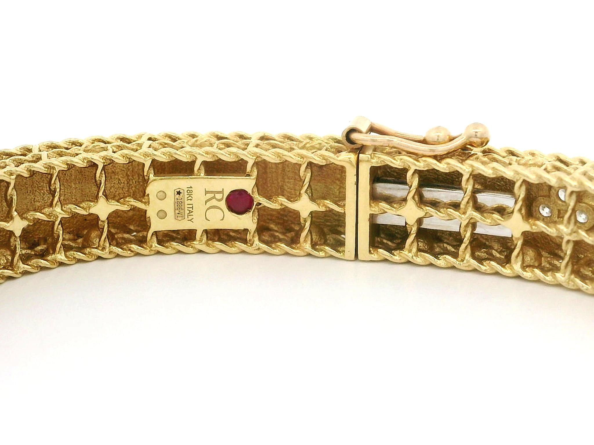 Roberto Coin 18k Gold Diamond Princess Satin Fleur De Lis Slim Bangle Bracelet 1