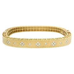 Roberto Coin 18k Gold Diamond Princess Satin Fleur De Lis Slim Bangle Bracelet