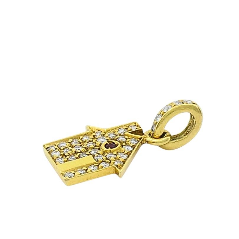 Roberto Coin 18k Gold Diamant-Rubin-Haus-Anhänger (Gemischter Schliff) im Angebot