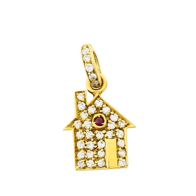 Roberto Coin 18k Gold Diamant-Rubin-Haus-Anhänger im Zustand „Gut“ im Angebot in Beverly Hills, CA