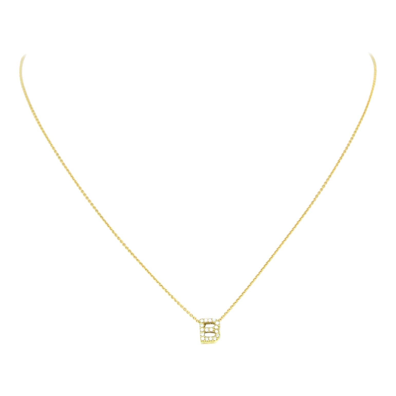 Roberto Coin 18k Gold/Diamond Tiny Treasures Initial Thoughts "B" Necklace