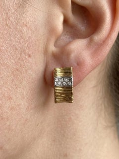 Roberto Coin 18K Gold Diamond Two-Tone Lever-Back Earrings