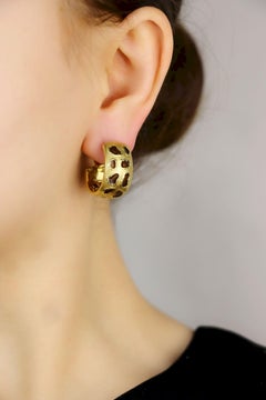 Roberto Coin 18K Gold Enamel Leopard Pattern Earrings