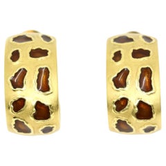 Roberto Coin 18K Gold Enamel Leopard Pattern Earrings