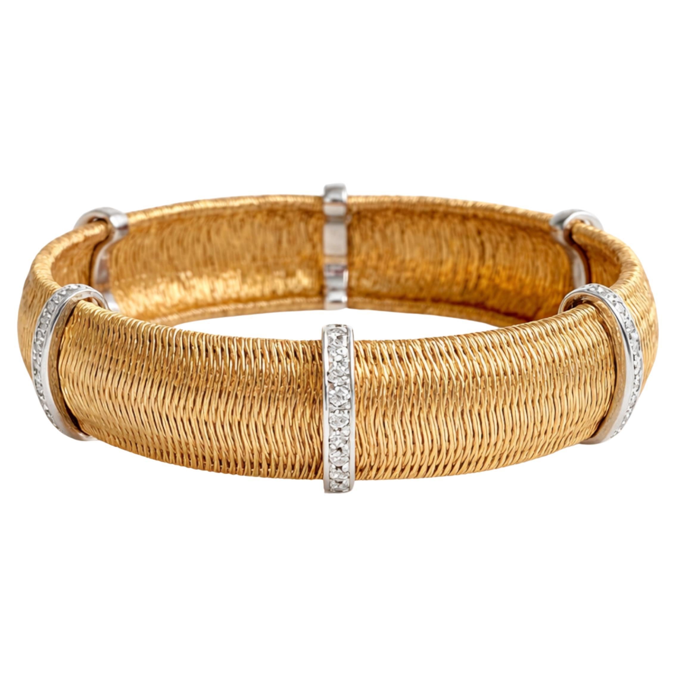 Roberto Coin Bracciale Flex con Diamante e Trama di Seta in Oro 18K in vendita