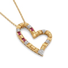 Roberto Coin 18k Open Heart Diamond Necklace