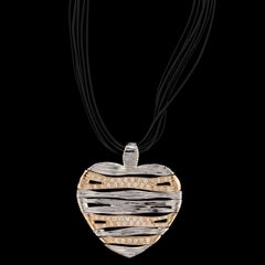 Roberto Coin 18 Karat Rose and White Gold Diamond Elefantino Heart Pendant