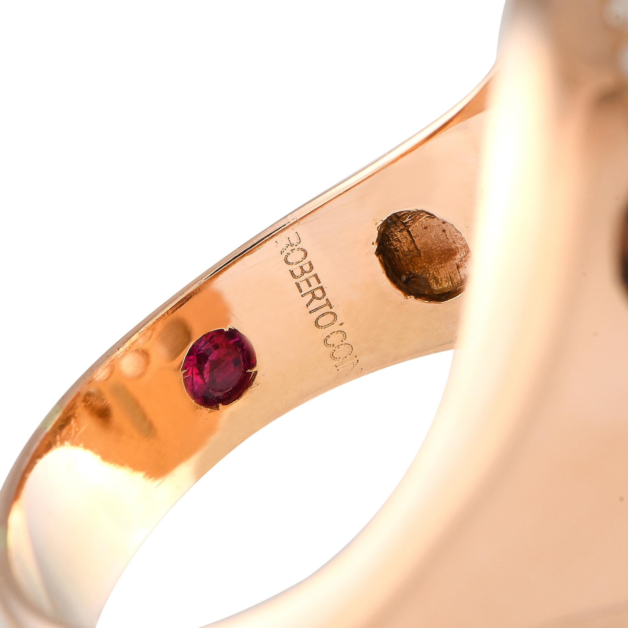 Roberto Coin 18K Rose Gold 0.55ct Diamond and Mother of Pearl Ring In Excellent Condition For Sale In Southampton, PA