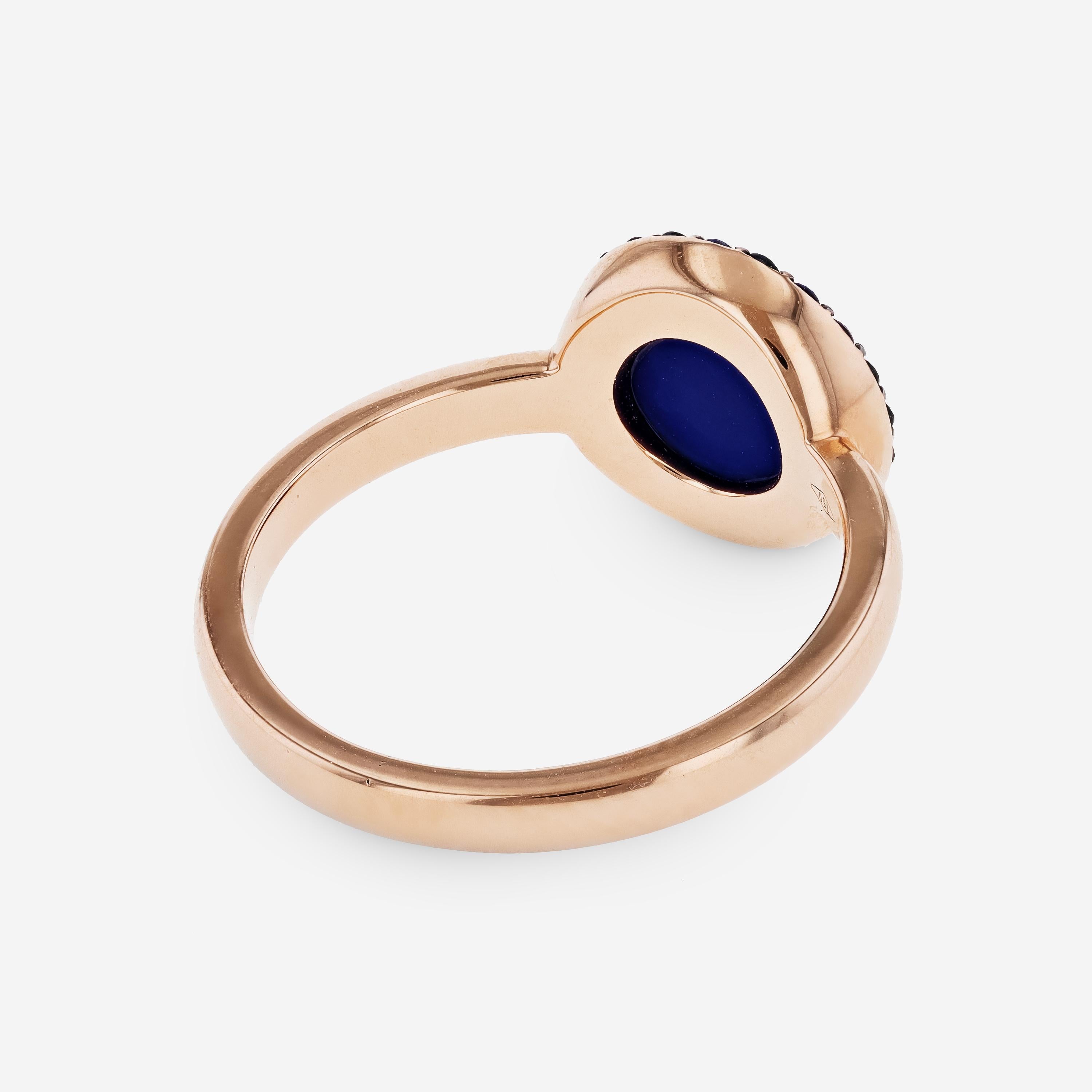 Contemporary Roberto Coin 18K Rose Gold, Agate & Sapphire Statement Ring sz 6.5 For Sale