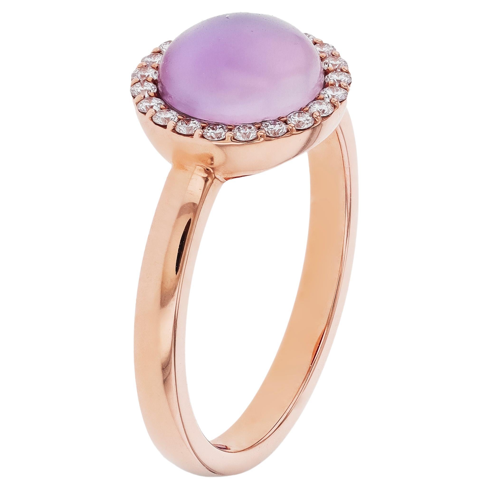 Roberto Coin 18K Rose Gold, Amethyst and Diamond Halo Ring sz 6.5