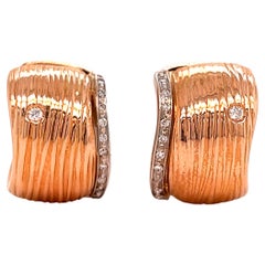Roberto Coin 18k Rose Gold and Diamond Small Huggie Earrings
