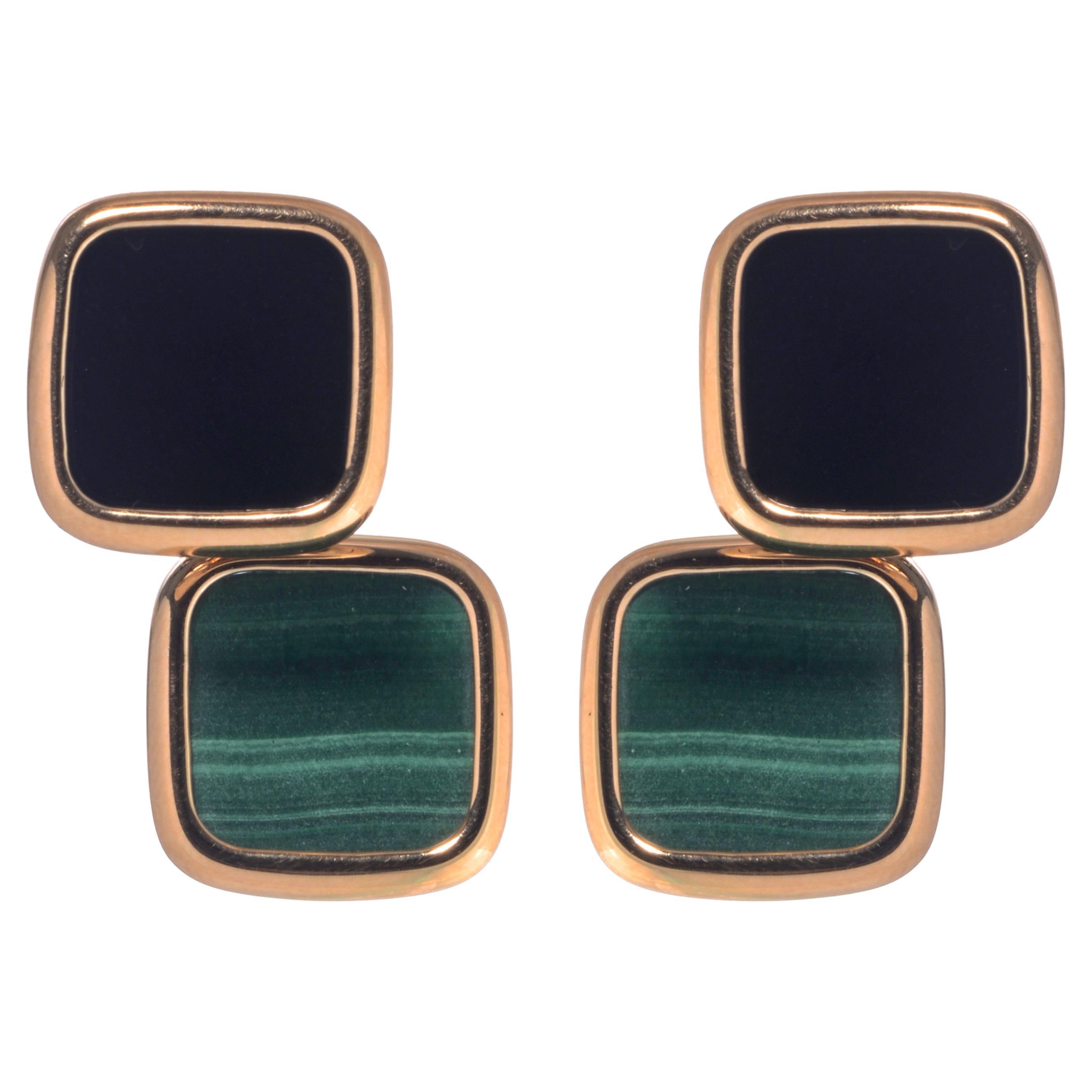 Roberto Coin 18k Rose Gold And Malachite Earrings